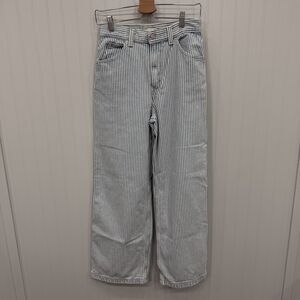 Levi's Women's Size 26 Blue/White Striped Cinch Baggy Wide Leg Carpenter Jeans